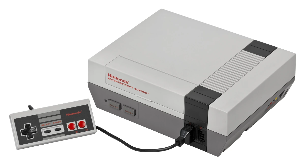 Die graue NES-Konsole mit Controller
